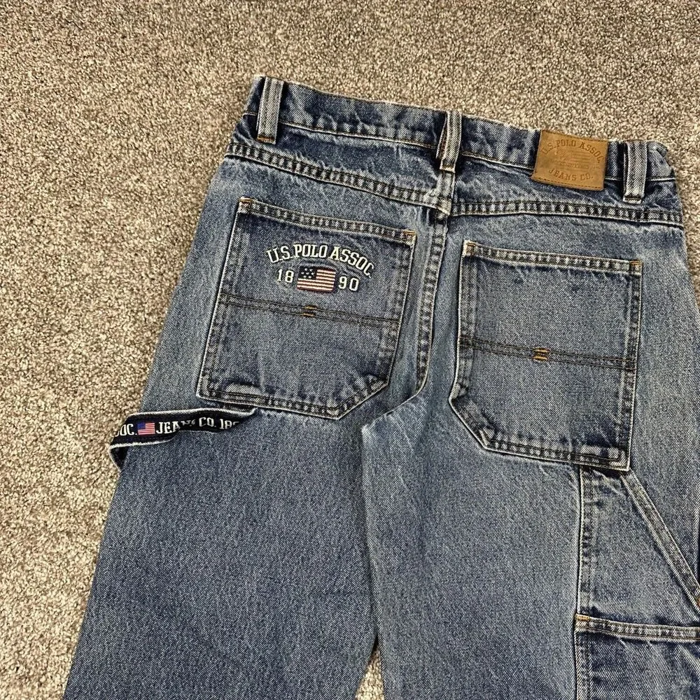 Vintage Y2K US Polo ASSN‎ Carpenter Jeans Mens 29x27 Blue Stone Wash Pocket Logo